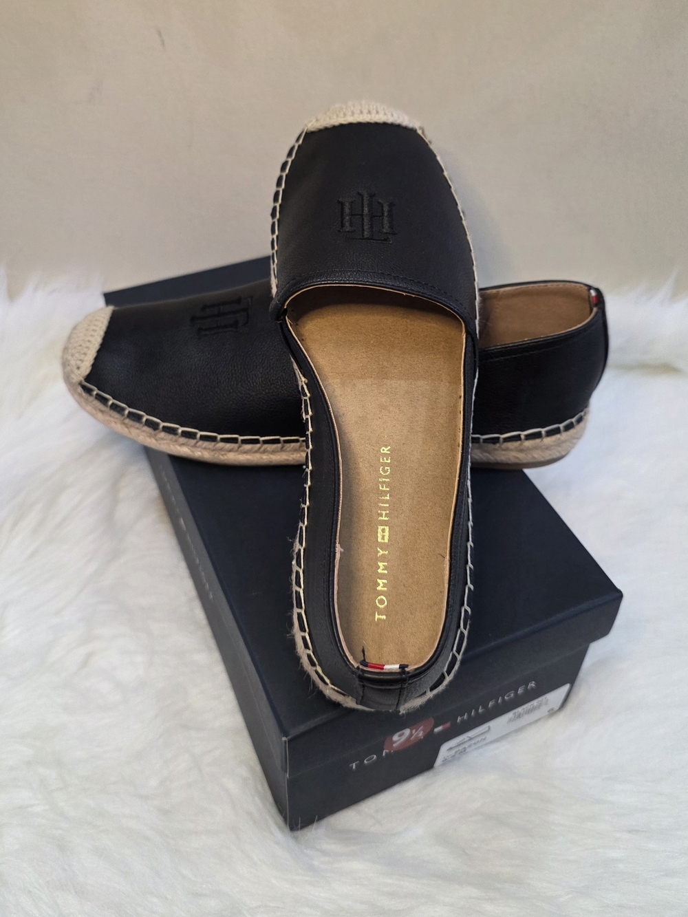 Tommy Hilfiger Black Slip-On Espadrille Loafers